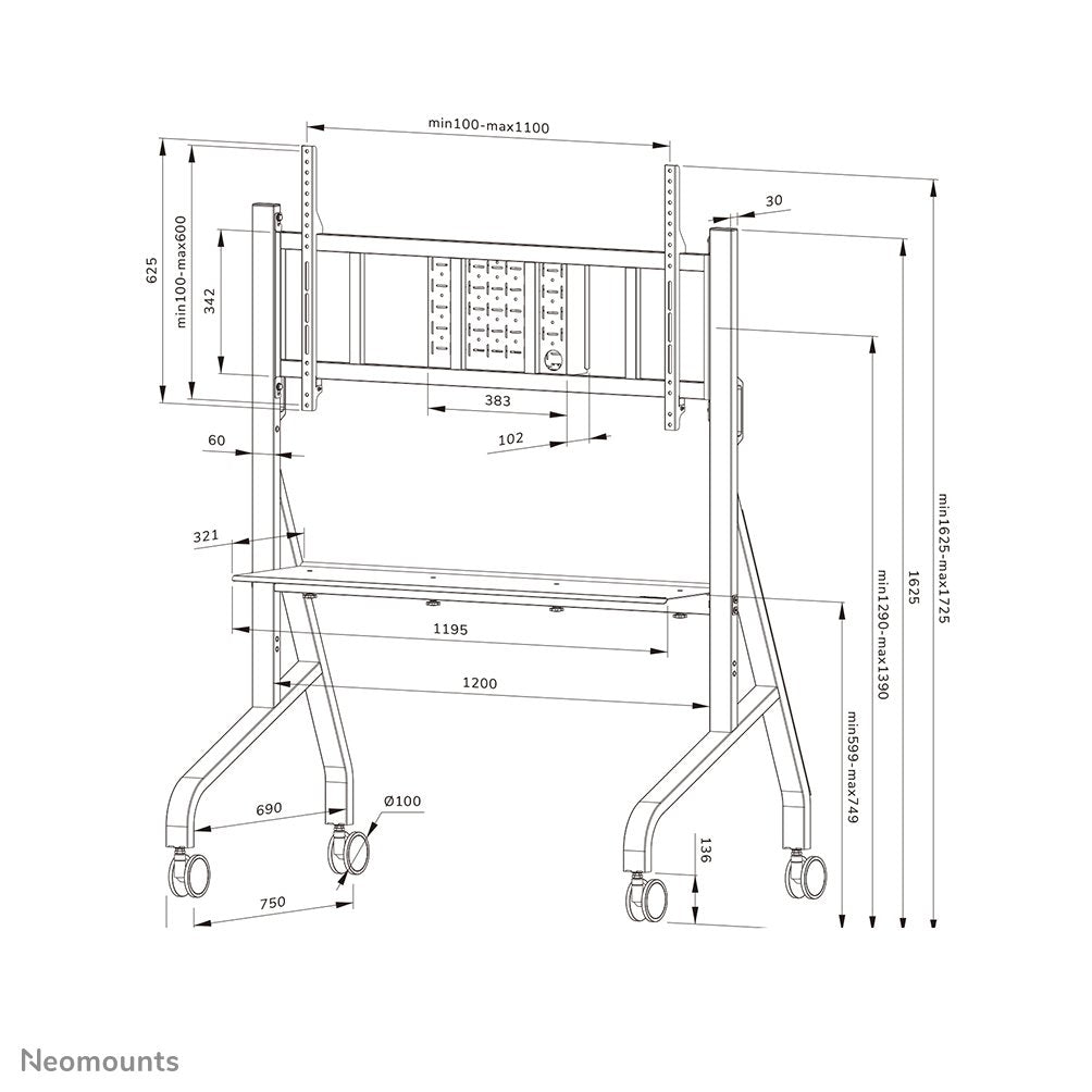 EAN 8717371443245 - Neomounts FL50-575WH1 mueble y soporte para dispositivo multimedia Blanco Carro/soporte de suelo con rued imagen 19