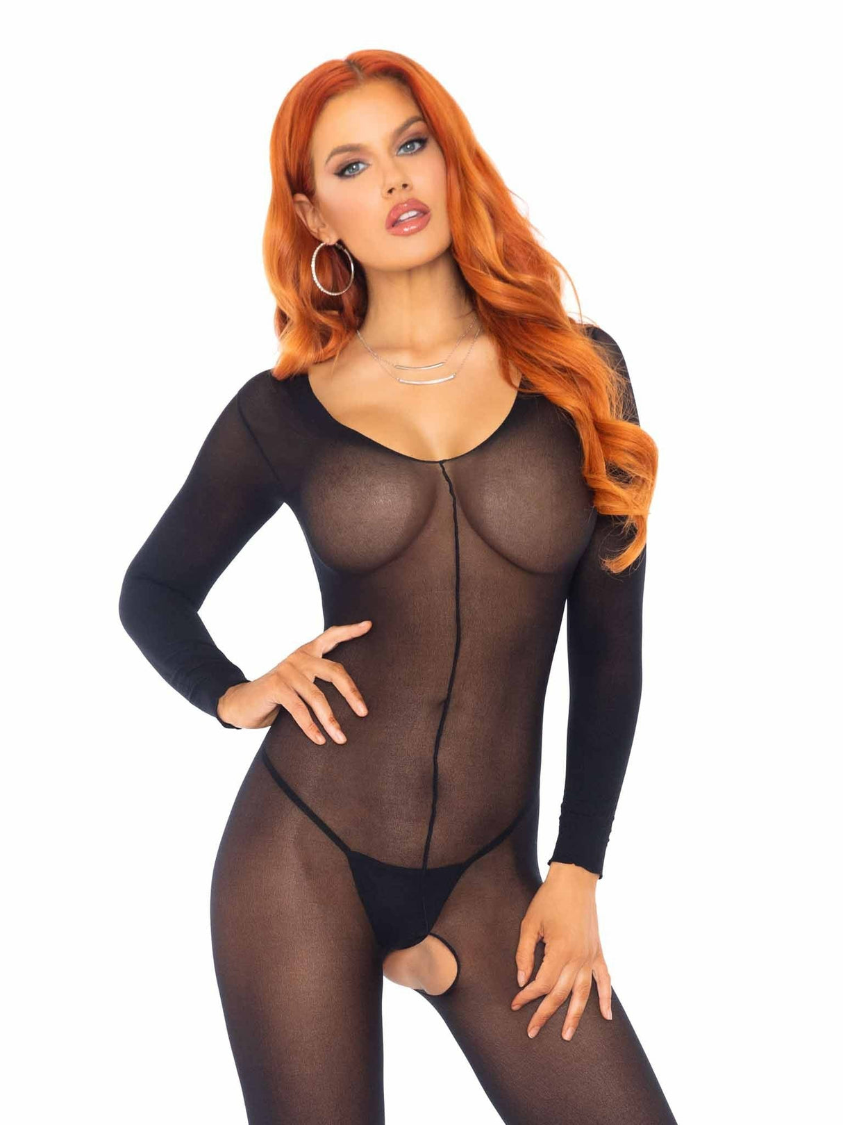 Leg Avenue - Bodystocking Negro Manga Larga
