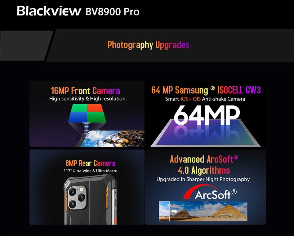 EAN 6931548313526 - Blackview BV8900 16,5 cm (6.5") SIM doble Android 13 4G 8 GB 256 GB 10000 mAh Negro, Naranja imagen 4