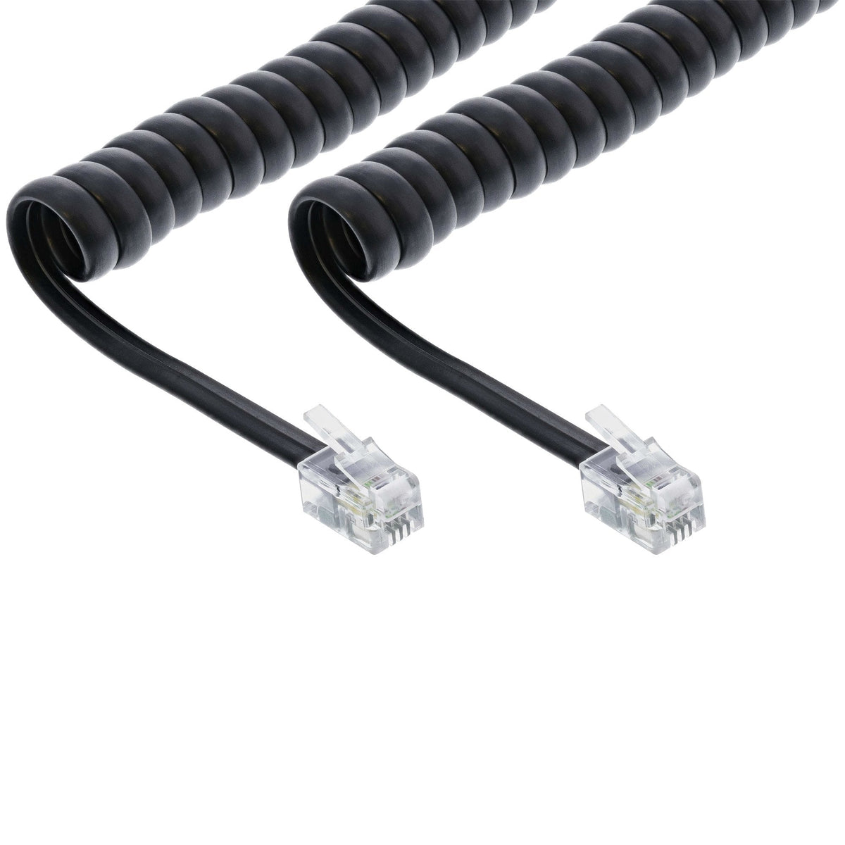 Cable En Espiral Inline Rj10 Macho A Macho Negro Hasta 2 M
