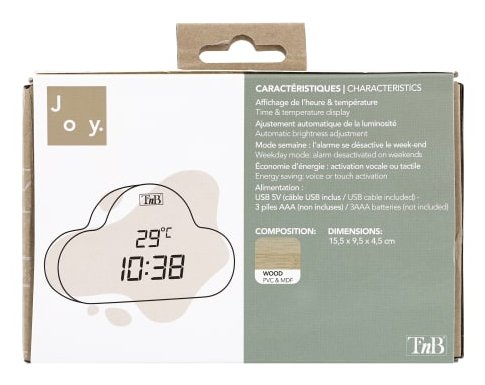 Tnb Joy - Reloj Led Con 3 Alarmas En La Nube - Efecto Madera