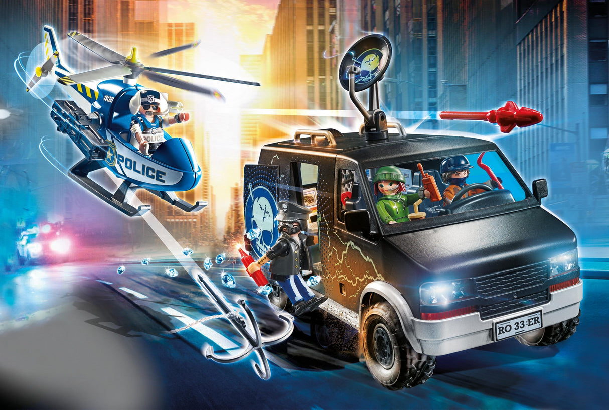 Playmobil Ciudad Helicoptero De Policia Persecucion Del Vehiculo Huido