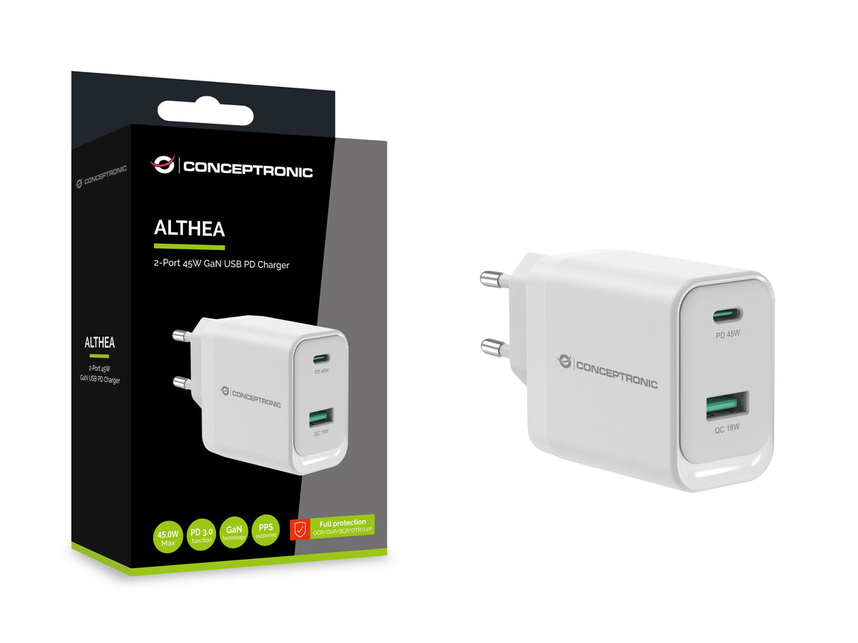 EAN 4015867240717 - Conceptronic ALTHEA20W45 cargador de dispositivo móvil Universal Blanco Corriente alterna Carga rápida In imagen 4