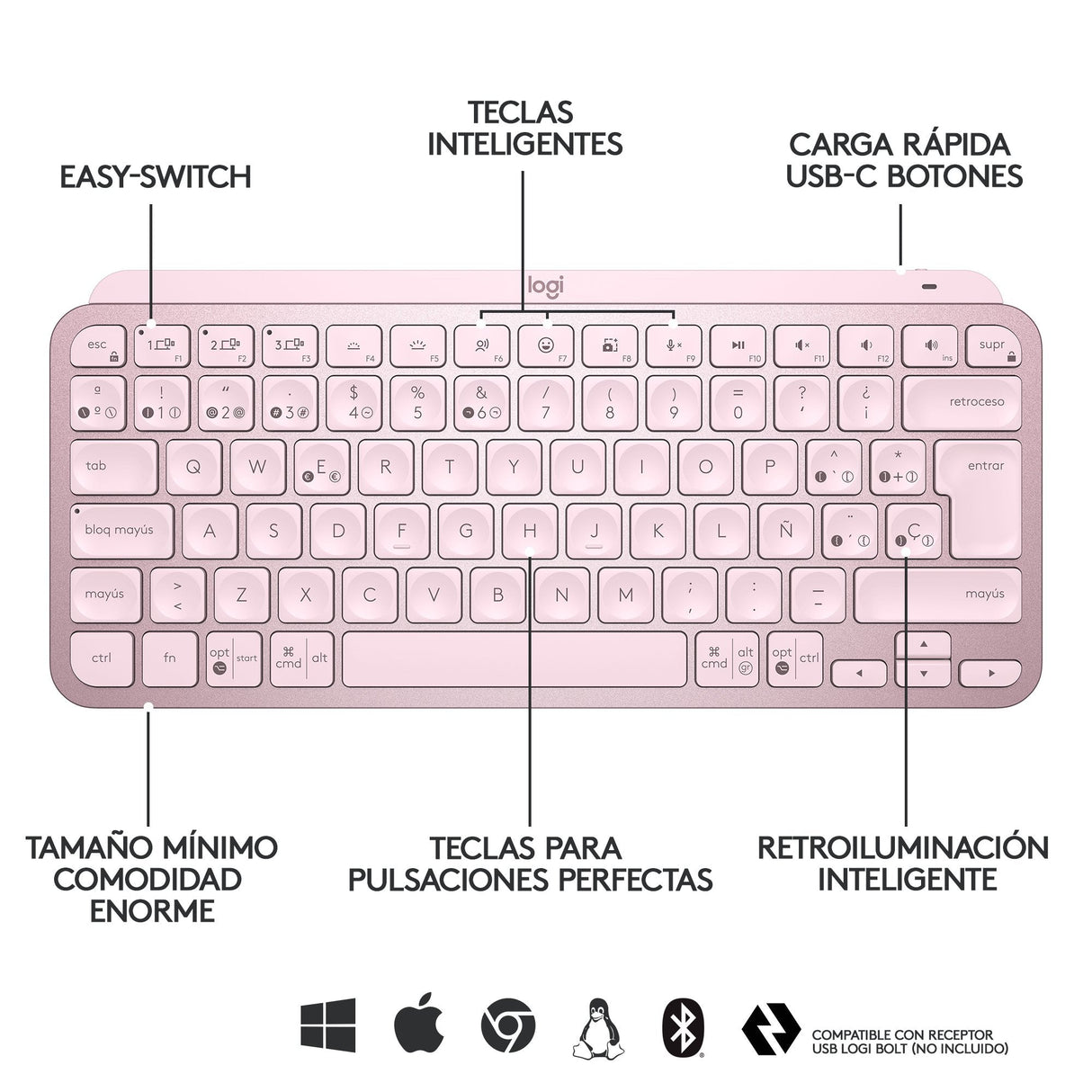 EAN 5099206101937 - Logitech 920-010813 teclado Oficina RF Wireless + Bluetooth QWERTY Español Rosa imagen 12