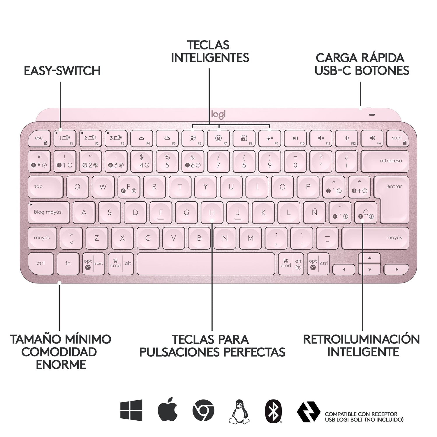 EAN 5099206101937 - Logitech 920-010813 teclado Oficina RF Wireless + Bluetooth QWERTY Español Rosa imagen 12