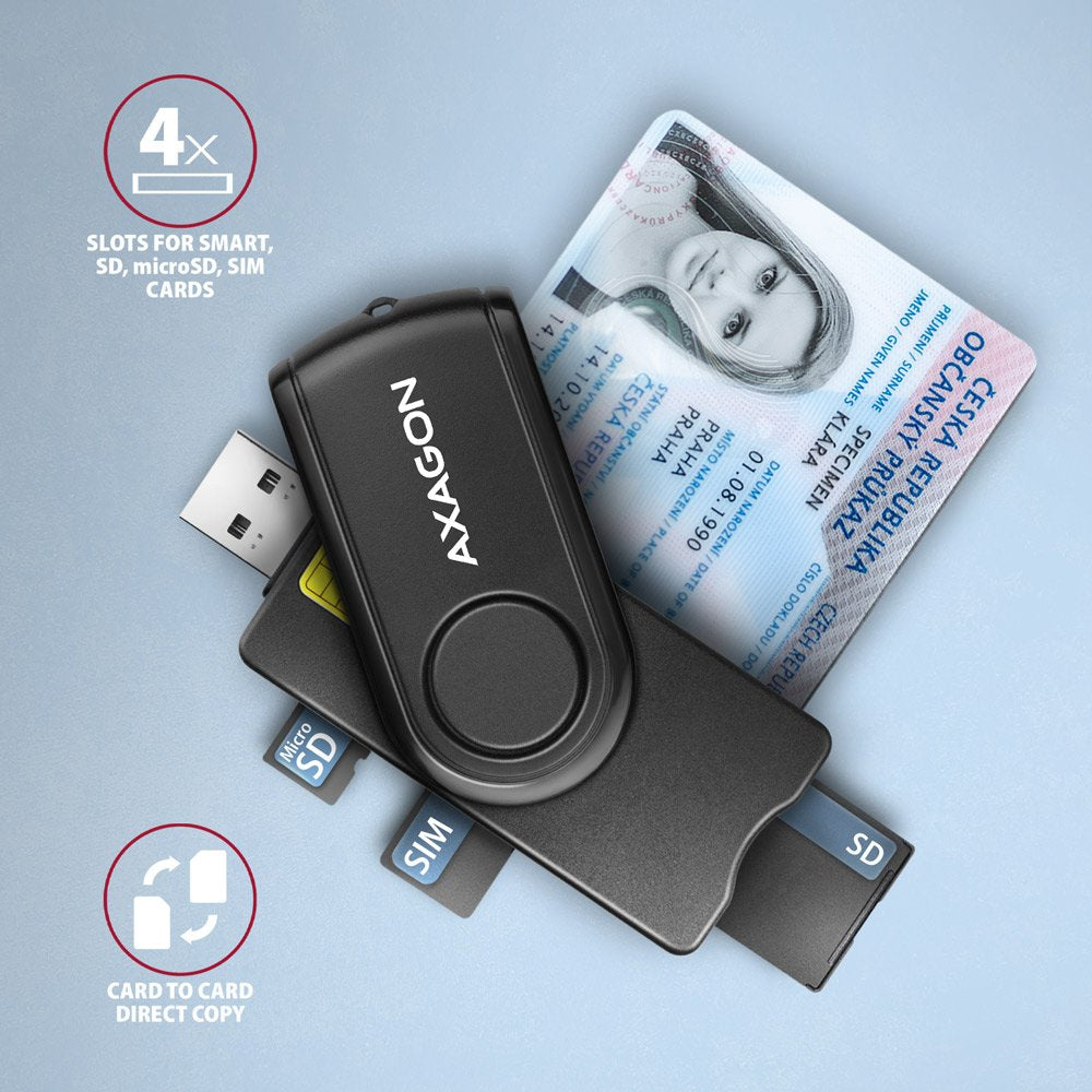 EAN 8595247906953 - Axagon CRE-SMP2A USB Smart card & SD/microSD/SIM PocketReader lector de tarjeta inteligente Interior USB imagen 3