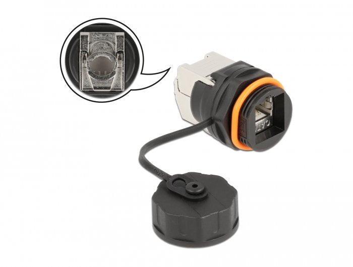 Delock 86698 Conector De Cable Rj45 Hembra A Cat.6a Lsa Con Tapa Protectora A Prueba De Agua