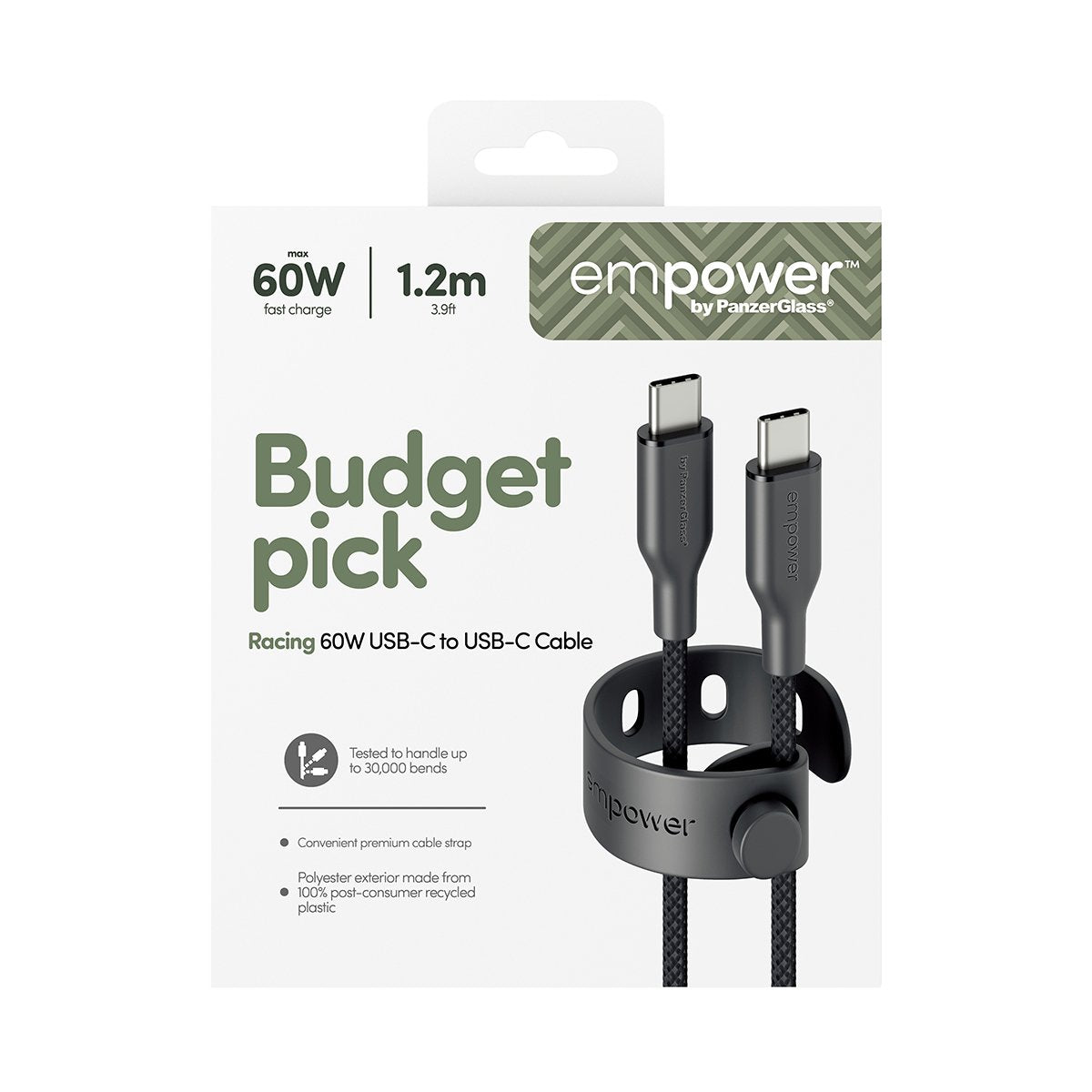 EAN 5715685027611 - PanzerGlass empower™ by ® Racing 60W USB-C to USB-C Cable | USB 2.0 | 1.2M | Space Black cable USB Negro imagen 3