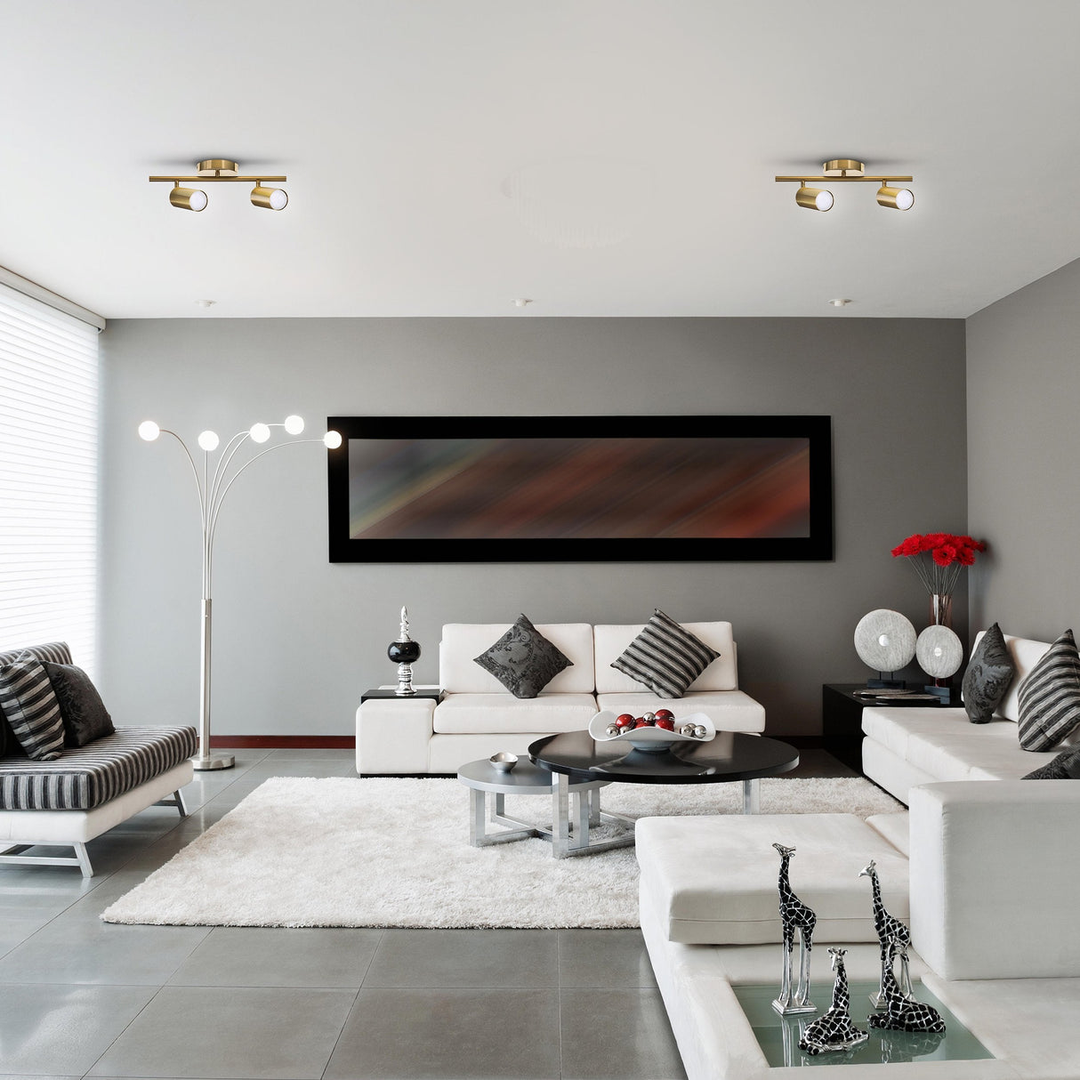 Activejet Spectra Doble Lámpara De Techo De Oro Tira De Luz Gu10 Para La Sala De Estar