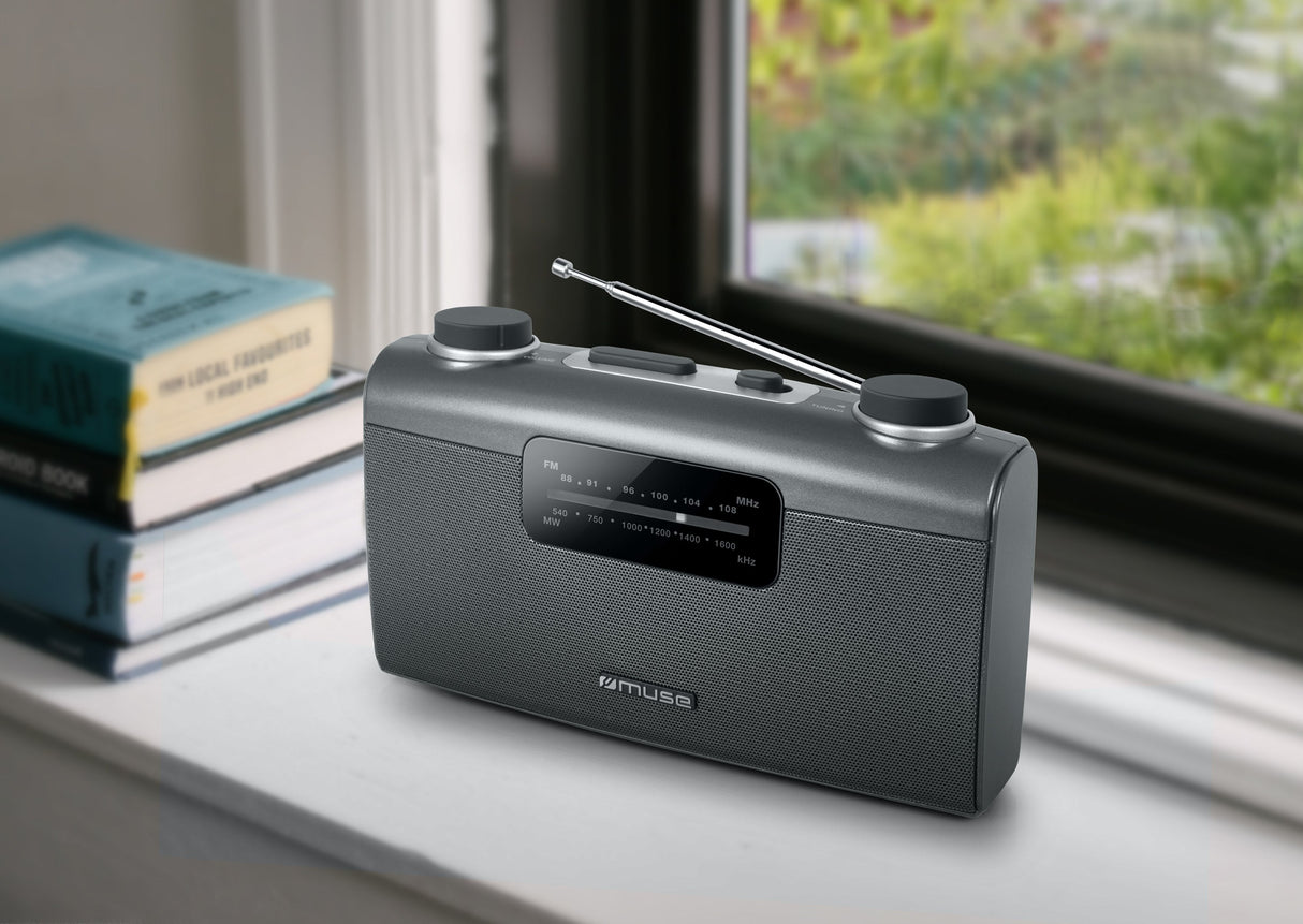 Muse M-058 R Portátil Analógica Negro, Gris