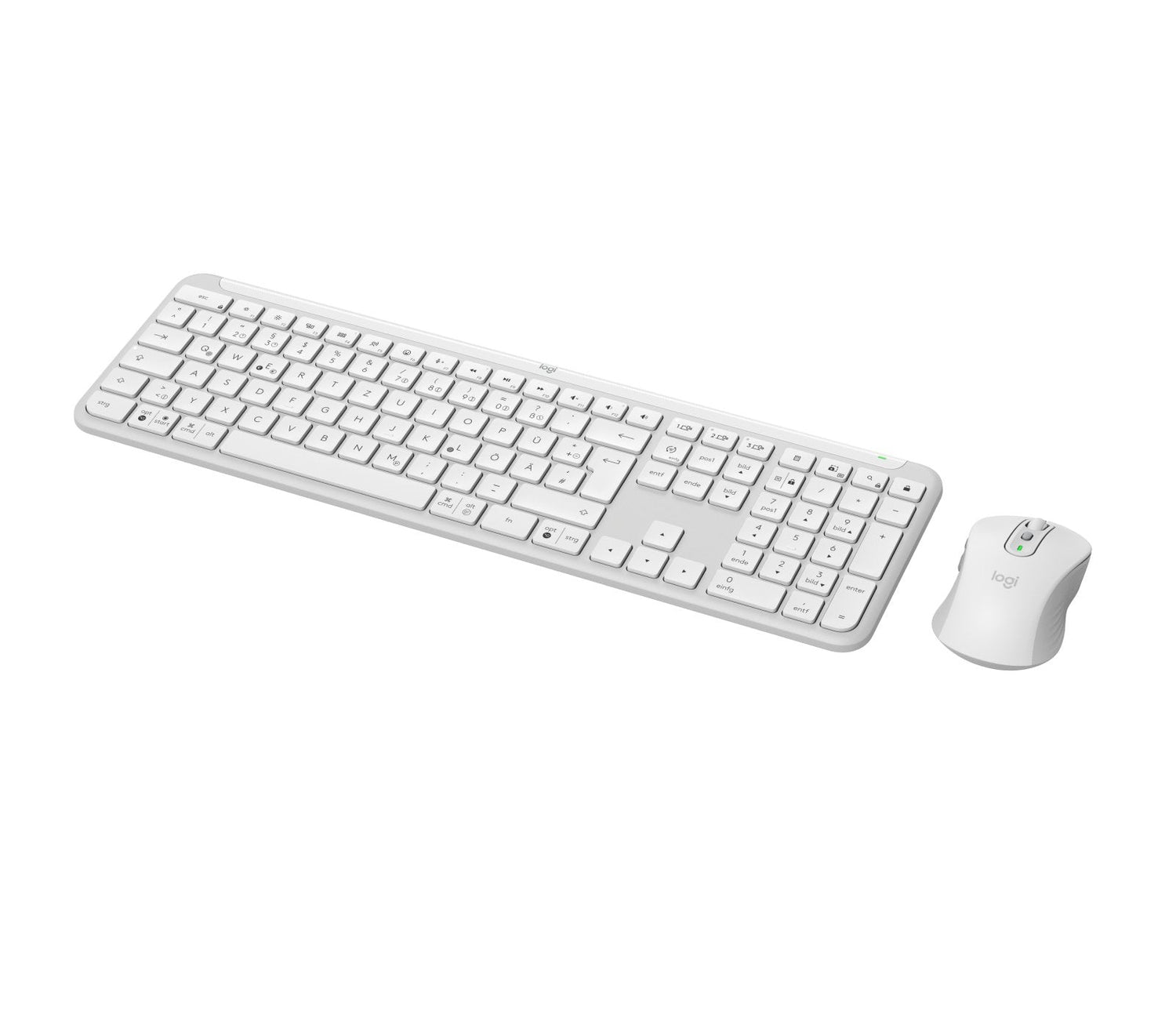 Teclado Alemán + Ratón Logitech Mk950 Signature Slim Rf Wireless + Bluetooth Qwertz Grafito, Blanco