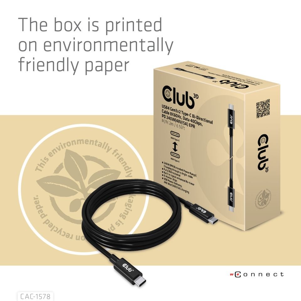 EAN 8719214472573 - CLUB3D CAC-1578 cable USB USB4 Gen 3x2 USB C Negro imagen 7