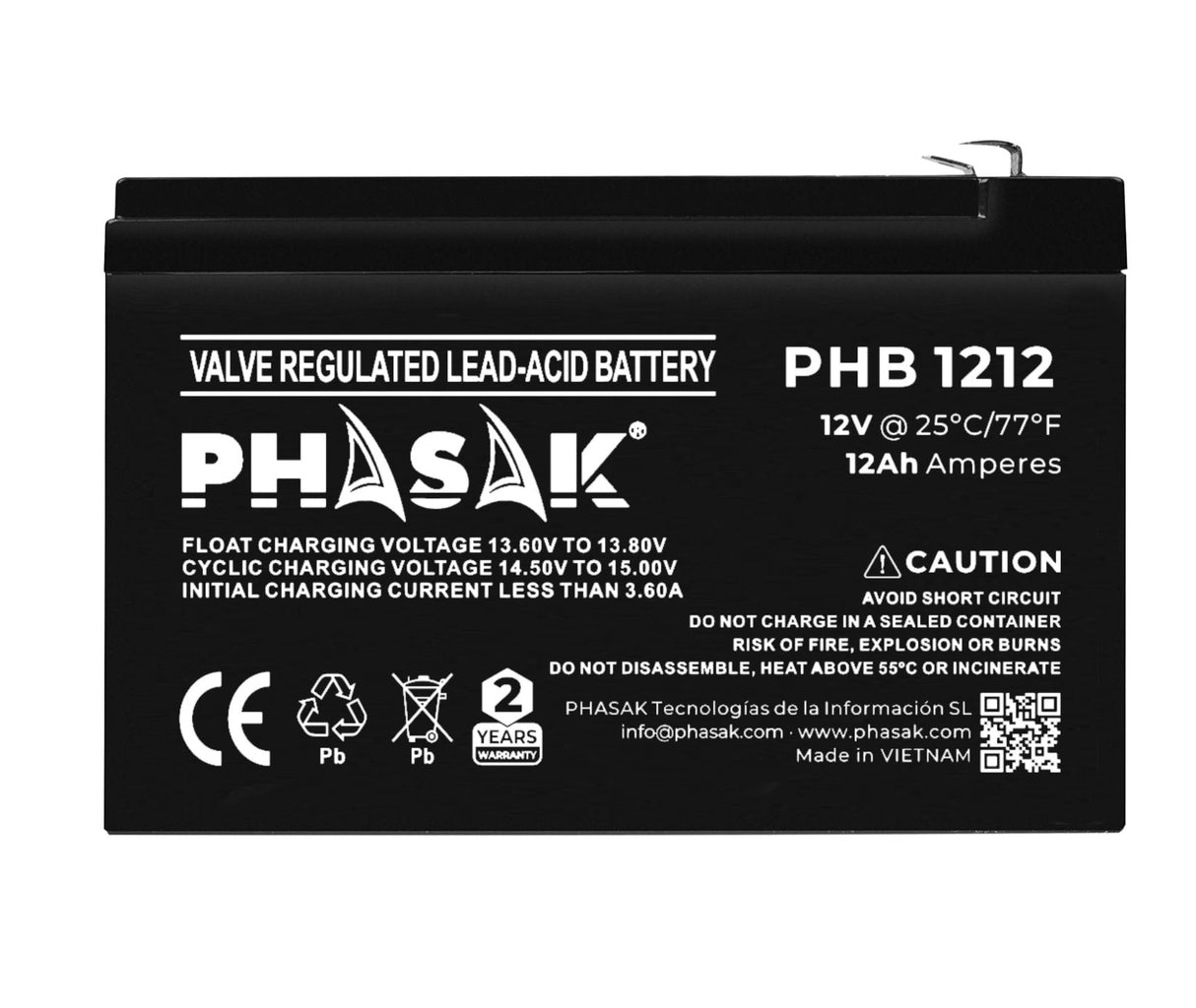 Batería Phasak Phb 1212 Compatible Con Sai Ups Phasak Según Especificaciones