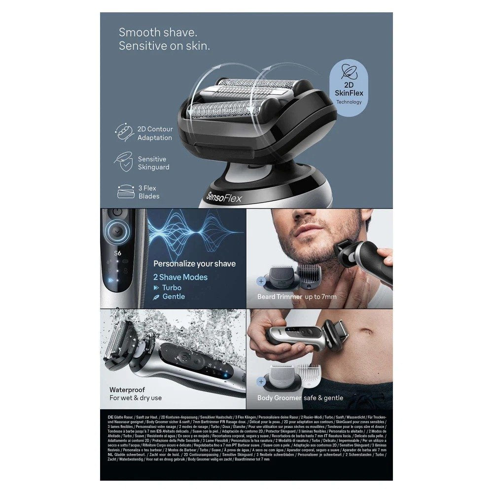 Máquina Braun Series 6 62-S7650cc De Afeitar De Láminas Recortadora Plata