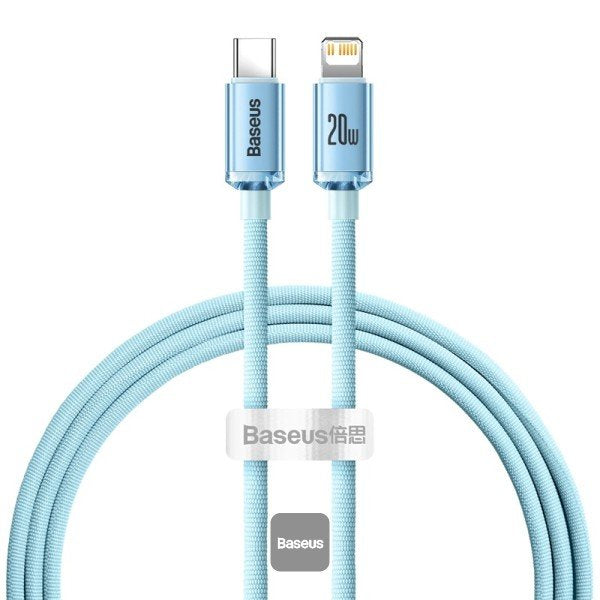 Baseus Type-C - Lightning Cable Crystal Shine Series Lightning Fast Charging Power Delivery 20w 1,2m Light Blue (Cajy001303)