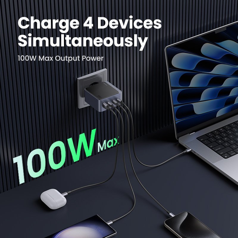 EAN 6941876230433 - Ugreen Nexode S 100W 4-Port GaN Fast Charger EU gray Ordenador portátil, Teléfono móvil, Portátil, Baterí imagen 2