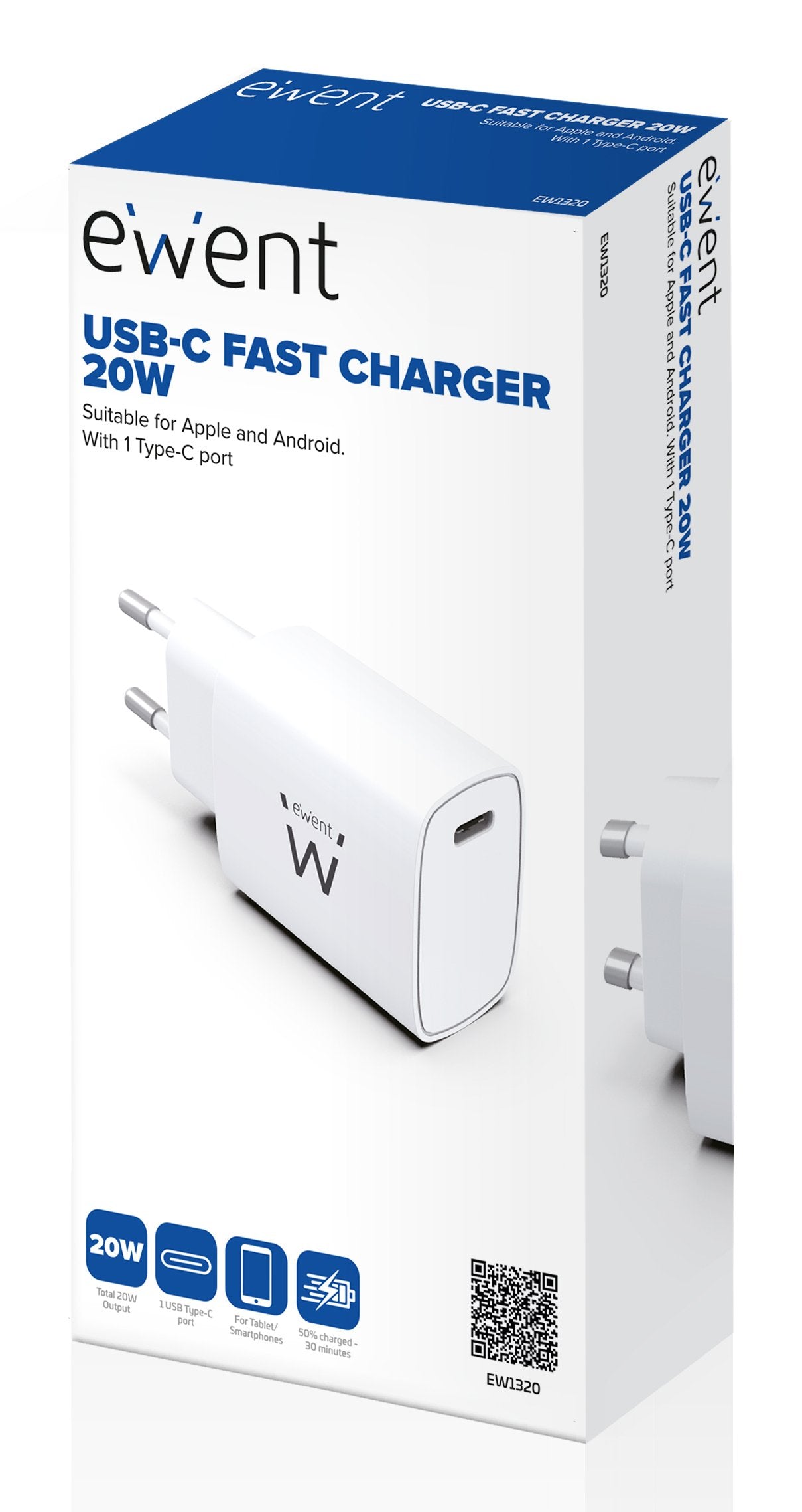 EAN 8056045876379 - Ewent EW1320_R1 cargador de dispositivo móvil Universal Blanco Corriente alterna Carga rápida Interior imagen 4