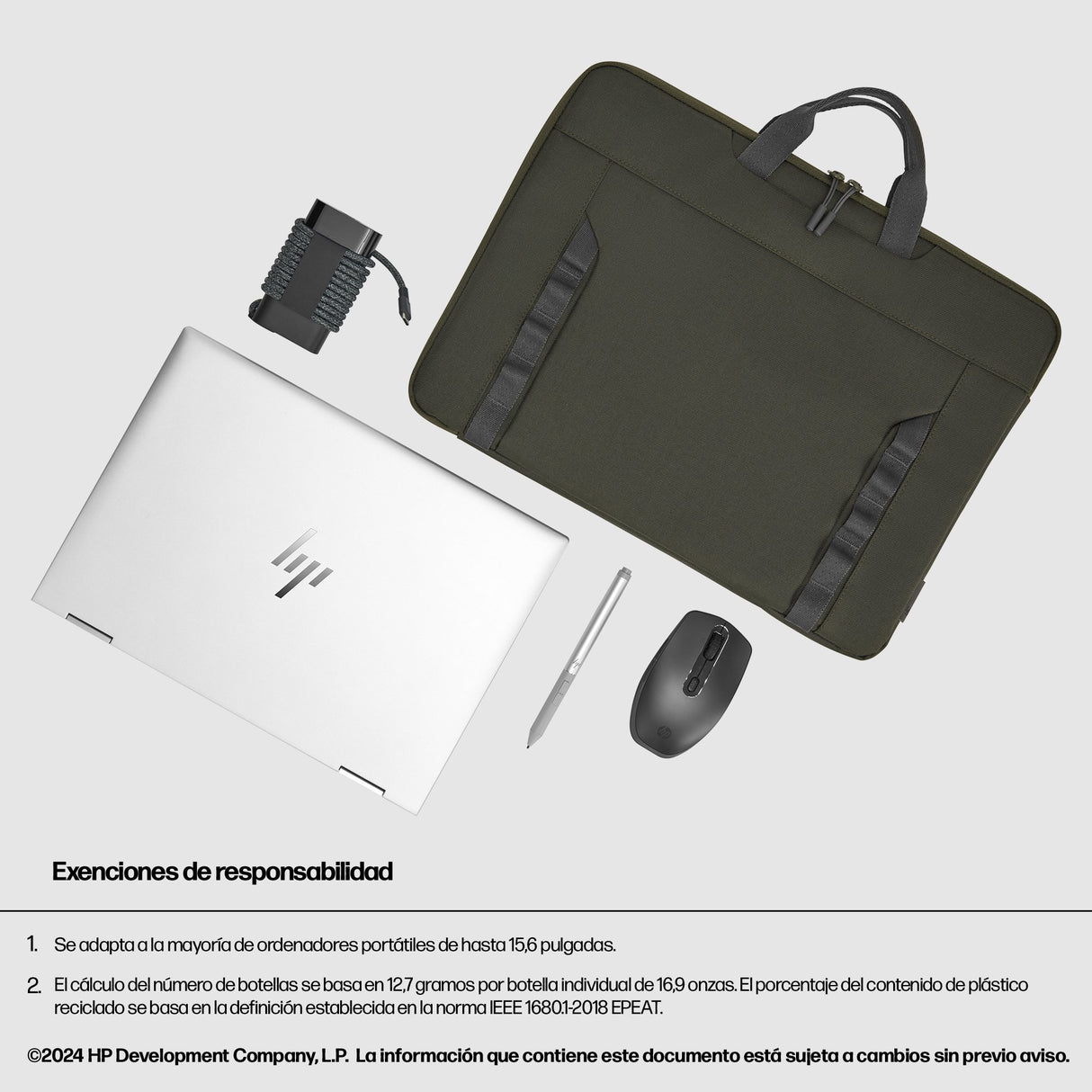 EAN 0197961660456 - HP 15.6 Modular Laptop Sleeve 39,6 cm (15.6") Verde, Gris imagen 3