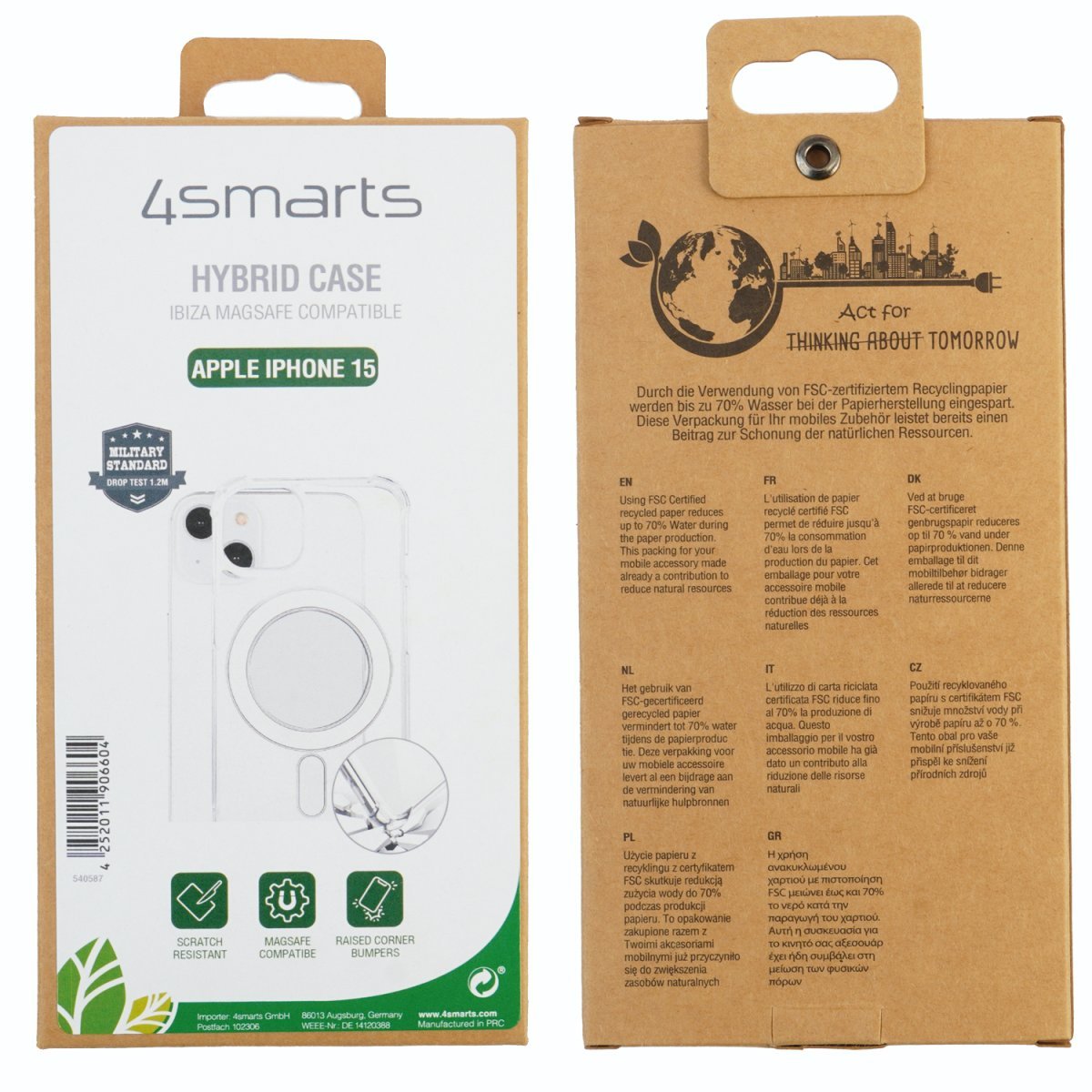 Funda 4smarts Ibiza Para Iphone 15 (6.1") Carcasa Rígida Transparente