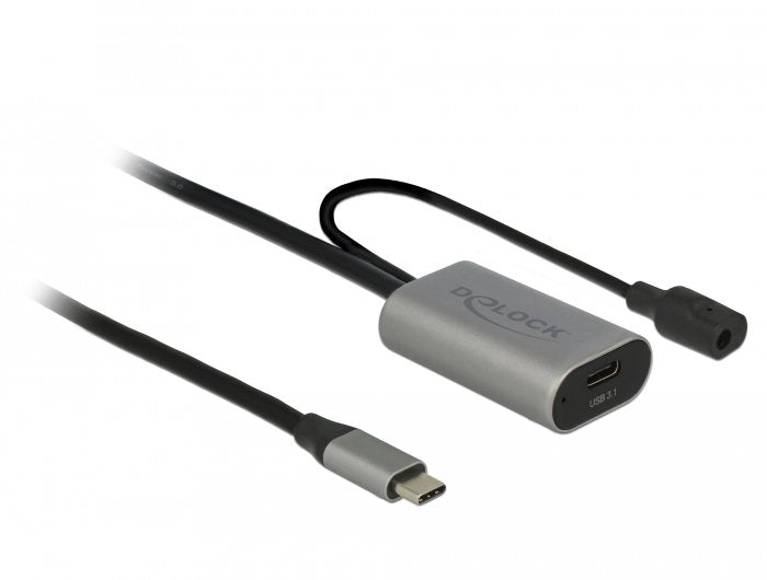 Delock 85392 Cable Usb-C -> Usb-C + Dc M/H 5m Negro/Gris