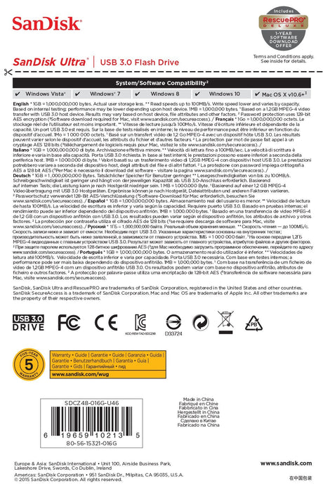 EAN 0619659102135 - SanDisk Ultra unidad flash USB 16 GB USB tipo A 3.2 Gen 1 (3.1 Gen 1) Negro imagen 7