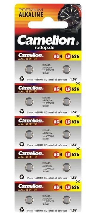 Pilas De Botón Alcalina Camelion Ag4 Lr66 Lr626 377, 10 Pc(S)