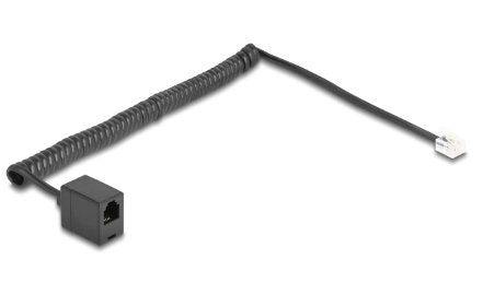 Delock Telefoncable Spiralcable Rj11 Stecker Zu Rj11 Buchse Schwarz 2 M
