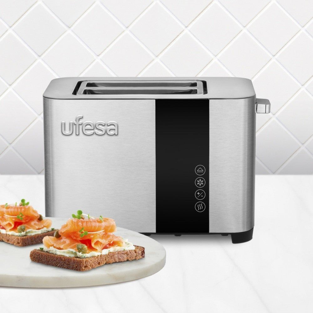 Tostadora Ufesa 71305542 Duo Delux Con 2 Ranuras 850w Inox/Negro