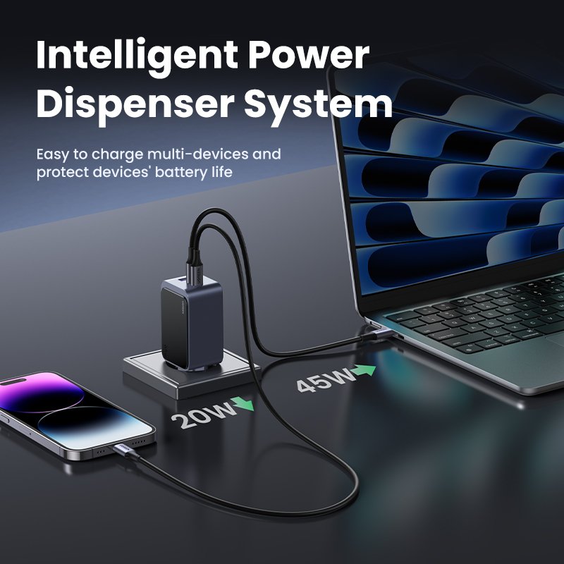 EAN 6941876230426 - Ugreen Nexode Air 65W sieninis kroviklis, USB + 2x USB-C pilkos spalvos Ordenador portátil, Teléfono móvi imagen 6