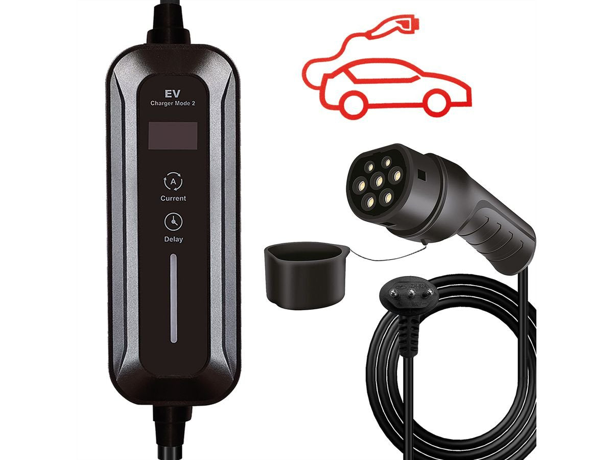 Roline Tragbares E-Auto Ladegert, Cei23-50 (It, Typ-L) & Typ2 Stecker, 1-Phasig, Mode 2, 16 A, 3,6 Kw, 3 M