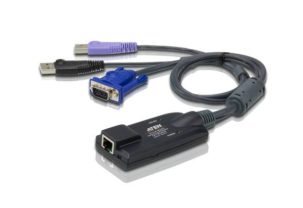 Aten Cpu Adapter/Consoles/Divers Usb - Vga To Cat5e/6 Kvm Ad Aten Ka7177-Ax, Rj-45, 2 X Usb Type A, 1 X Hdb-15, 1 X Rj-45, Macho/Hembra, Negro, Azul, Púrpura, 1600 X 1200 Pixeles