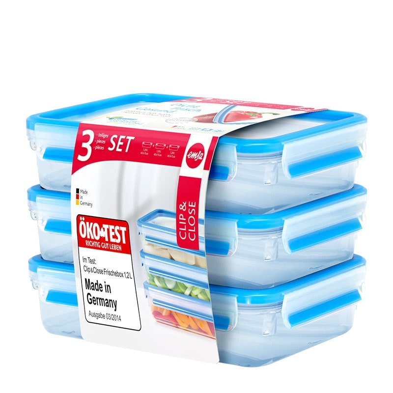 EAN 4009049404301 - EMSA 515645 recipiente de almacenar comida Rectangular Caja 1,2 L Transparente 3 pieza(s) imagen 1