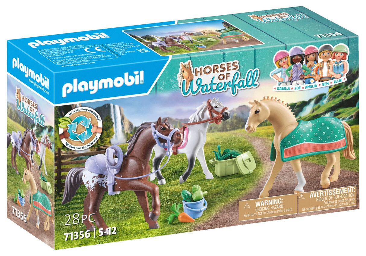 Playmobil 71356 Caballos De La Cascada 3 Caballos: Morgan, Cuarto De Milla Y Shagya Arabian, Juguete De Construcción