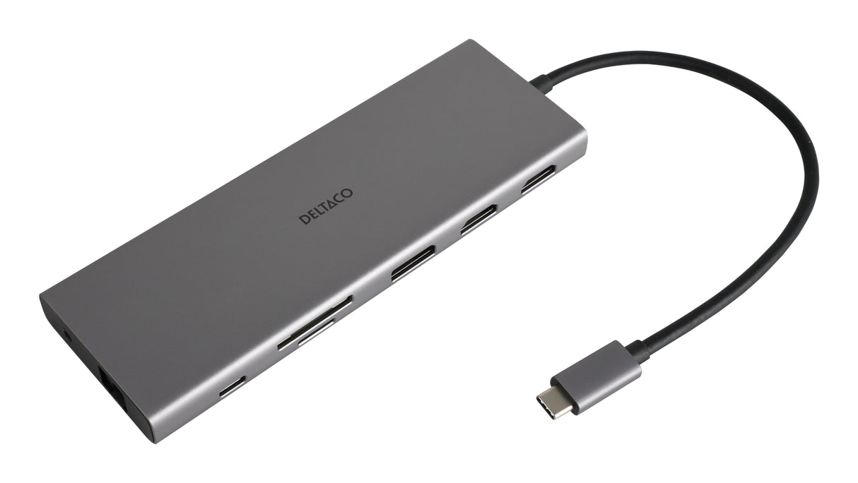 Deltaco 12in1 Usb-C Dockingstation 4k Uhd/60hz 85w Silber