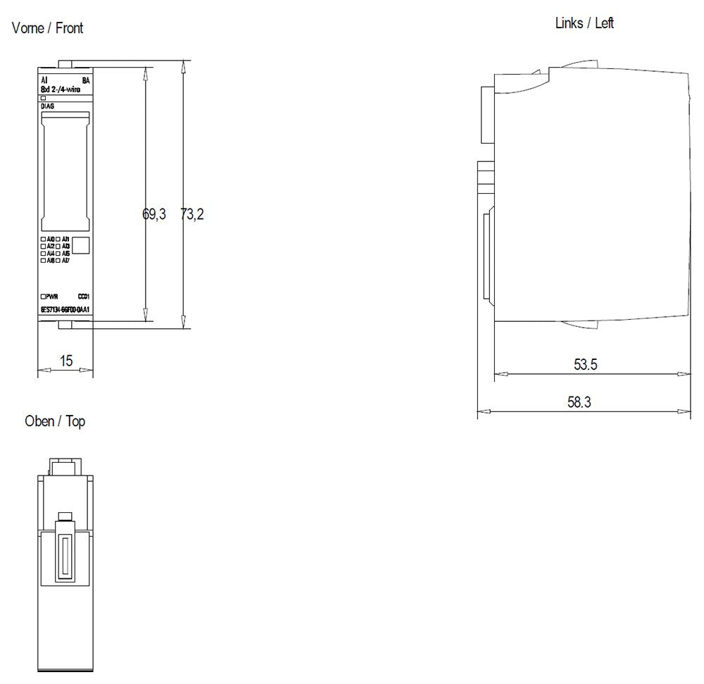 Siem Simatic Et 6es7134-6gf00-0aa1 200sp, Analoges Eingangs-Modul, Ai 8xi