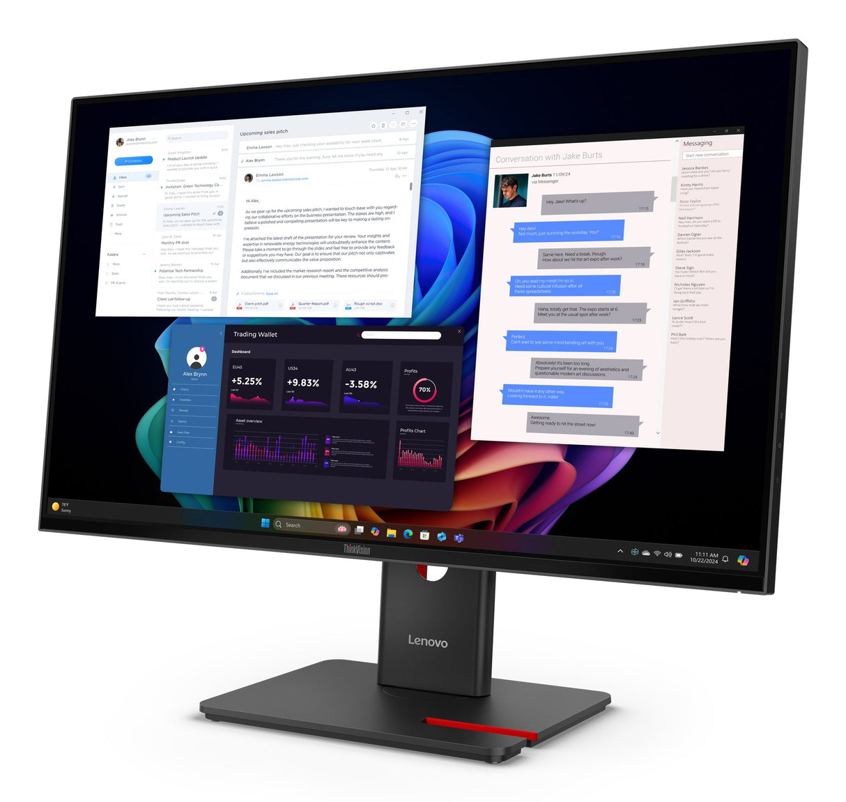 EAN 0198156725981 - Lenovo ThinkVision T27UD-40 pantalla para PC 68,6 cm (27") 3840 x 2160 Pixeles 4K Ultra HD LCD Negro imagen 2