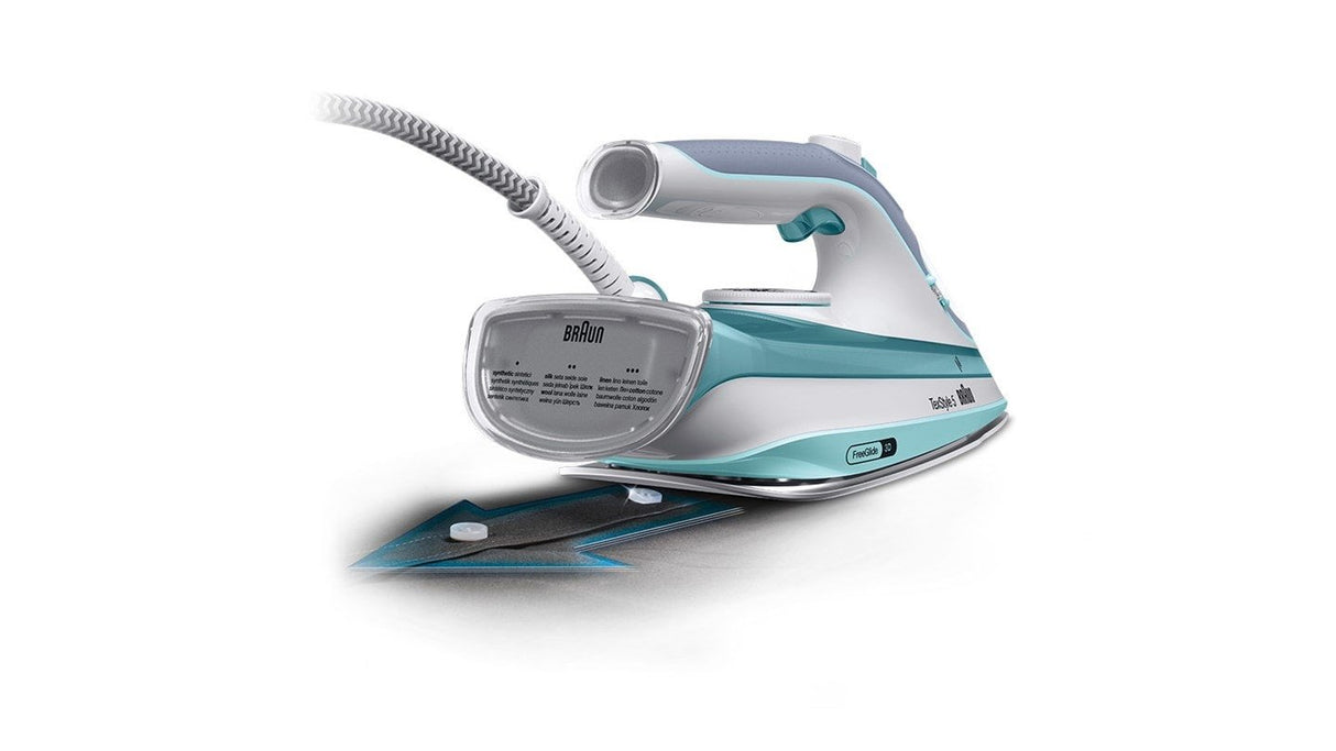 EAN 8021098270740 - Braun TexStyle 3 SI 5017 GR Plancha a vapor Suela de cerámica 2700 W Gris, Turquesa, Blanco imagen 3