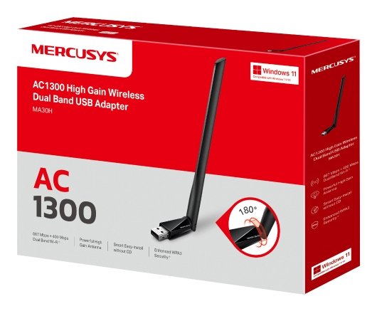 Mercusys Ma30h Ac1300 High Gain Wi-Fi Usb Adapter