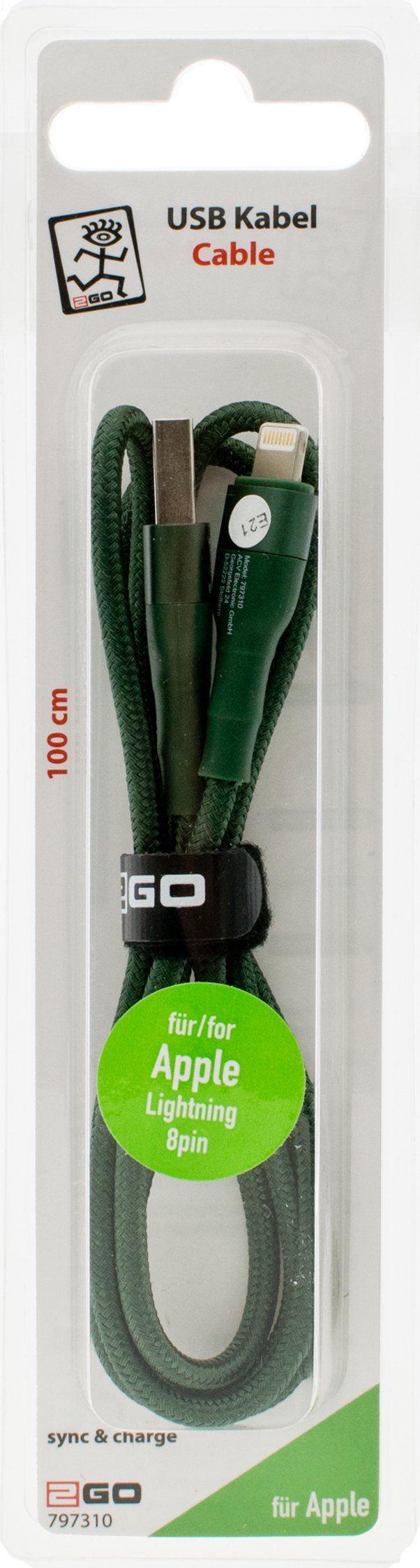 EAN 4010425973106 - 2GO 797310 cable de conector Lightning 1 m Verde imagen 2