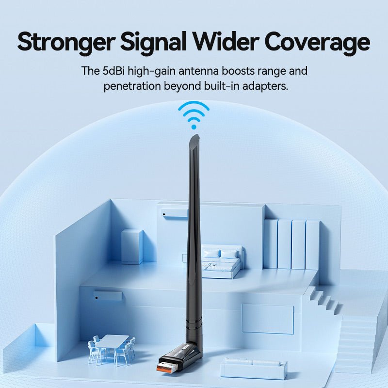 Ax900 Usb Wi-Fi Dual Band Adaptwrls Er With High Gain Antenna Black