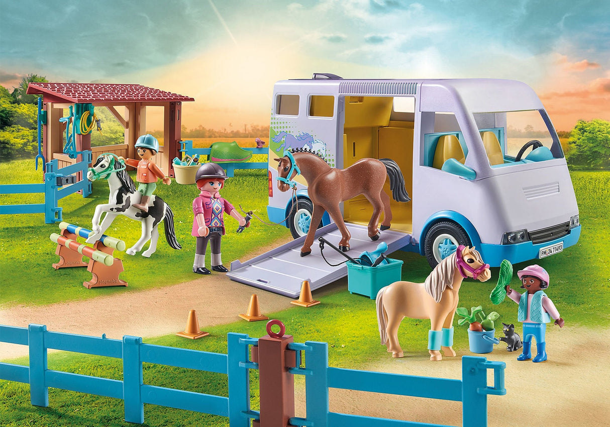 Playmobil 71493 Escuela De Equitación Móvil Caballos De La Cascada