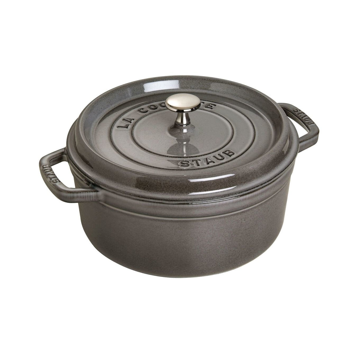 Staub Round Cocotte, Hierro Fundido De 26 Cm, Gris Grafito