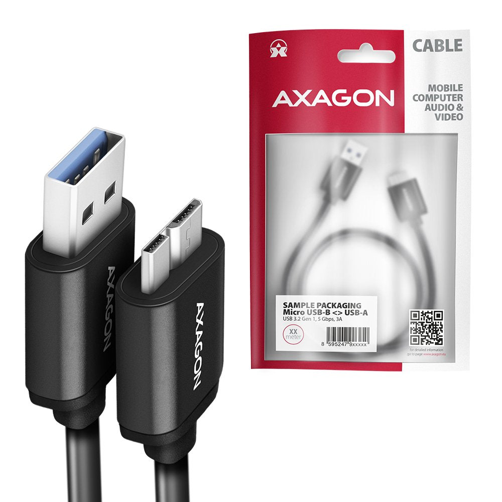 Axagon Hmm3-Am10ab Cable Micro-B Usb Auf Usb-A 3.2 Gen 1, Negro - 1m