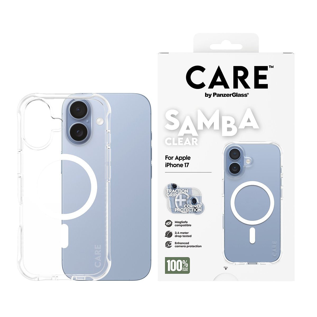 Panzerglass Care Fashionable Case Samba Transparentee W. Blanco Magsafe Iphone 17