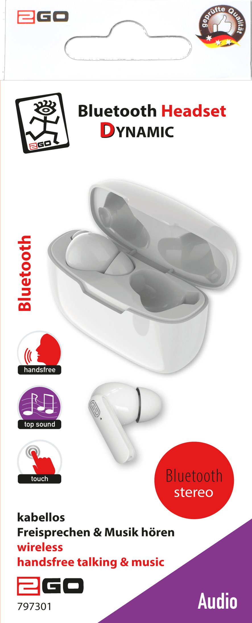 EAN 4010425973014 - 2GO TWS Dynamic Auriculares Inalámbrico Dentro de oído Llamadas/Música Bluetooth Blanco imagen 3
