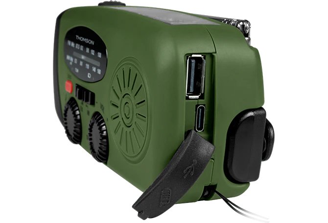 Radio Thomson Con Linterna De Emergencia Verde Y Negra Rt260