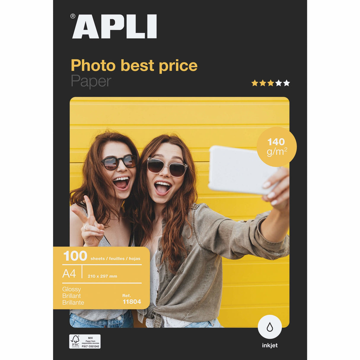 Papel Fotográfico Apli Bestprice 11804 Din A4 140g 100 Hojas Brillante