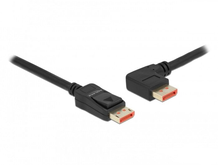 Delock Cable Displayport Macho Recto A Macho 90° Izquierda Angular 8k 60 Hz 2 M