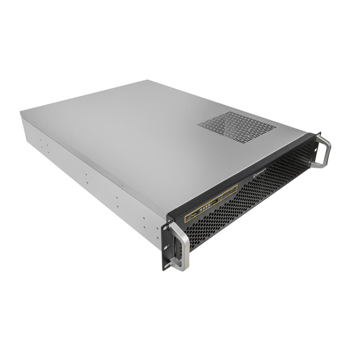 Caja Rack 19" Unykach 2u Sin Fuente Negro Plata 8 Bahias Int 1xusb2.0 1xusb3.0 1xusb-C