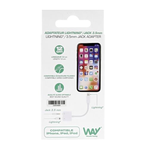 Tnb Way - Adaptador Lightning A Jack De 3,5 Mm Hembra + Lightning Hembra - Blanco